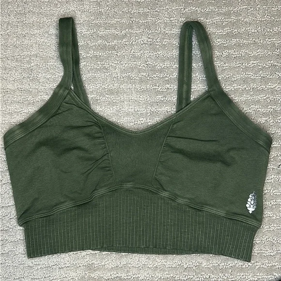 FREE PEOPLE | NWOT Good Karma Scoop Neck Bra in Secret Moss - Picture 5 of 6